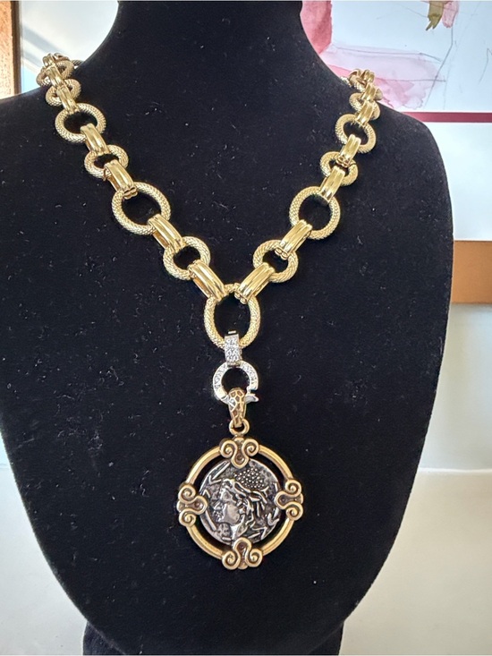 CHERUB’S HEART Jewelry - Gold-Tone Chain Necklace with Medallion Coin Pendant